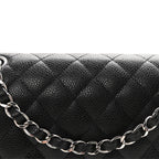 Caviar Quilted Medium Double Flap Black
