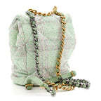 Tweed Quilted Chanel 19 Backpack Green Pink