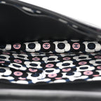 Lambskin Quilted Enamel CC Wallet On Chain WOC Black