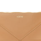 Shiny Calfskin Puzzle Fold Pouch Warm Desert