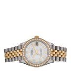 Stainless Steel 18K Yellow Gold Diamond Bezel Mother of Pearl 31mm Oyster Perpetual Datejust Watch 278383RBR
