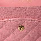 Caviar Quilted Medium Double Flap Pink
