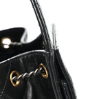 Shiny Crumpled Calfskin Quilted Small Chanel 25 Handbag Black