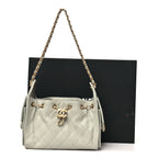 Caviar Quilted Mini Chanel 25 Handbag Light Green