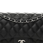Lambskin Quilted Jumbo Double Flap Black