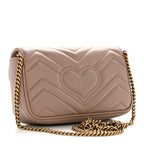 Calfskin Matelasse Super Mini GG Marmont Shoulder Bag Porcelain Rose