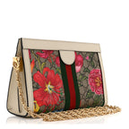 GG Supreme Monogram Flora Web Small Ophidia Chain Shoulder Bag White