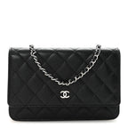 Caviar Quilted Wallet on Chain WOC Black