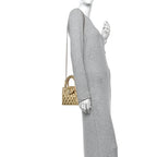 Mirror Calfskin Metallic Calfskin Quilted Nano Kelly Shopper Gold