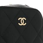 Caviar Quilted Phone Holder Wallet On Chain WOC Black