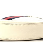 Textured Calfskin Web Mini Ophidia Round Shoulder Bag Mystic White