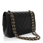 Caviar Quilted Jumbo Double Flap Black