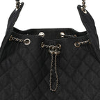 Denim Quilted Medium Chanel 25 Handbag Dark Blue