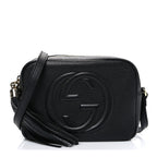 Pebbled Calfskin Small Soho Disco Bag Black