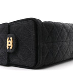 Washed Denim Quilted Mini Chanel 25 Handbag Black