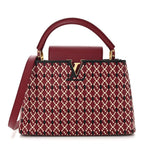 Calfskin Woven Capucines PM Black Red