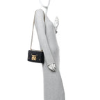 Grained Calfskin Bee Star Small Padlock Shoulder Bag Black