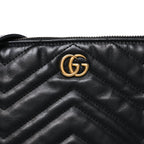 Calfskin Matelasse GG Marmont Flat Messenger Bag Black