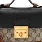 GG Supreme Monogram New Sakai Lux Calfskin Mini Padlock Flap Pocket Shoulder Bag Beige Ebony Black Cuir
