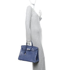 Matte Porosus Crocodile 18K White Gold Diamond Birkin 35 Bleu Brighton