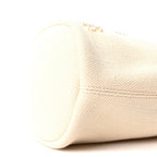Canvas Pearl Deauville Drawstring Bucket Bag Ecru Beige