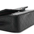Lambskin Quilted Medium Double Flap Black