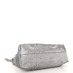 Metallic Nappa Calfskin Fringed Medium Chain Flamenco Knot Purse Silver