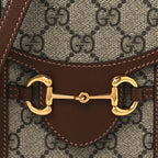 GG Supreme Monogram Mini Horsebit 1955 Crossbody Bag Beige Brown Sugar