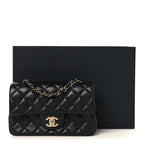 Lambskin Quilted Mini Rectangular Flap Black