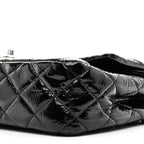 Distressed Patent Quilted Medium Double Flap Black