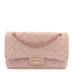 Tweed Medium Double Flap Pink
