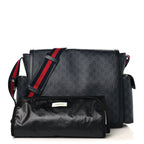 GG Supreme Monogram Web Messenger Diaper Bag Black Grey