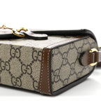 GG Supreme Monogram Mini Horsebit 1955 Shoulder Bag Beige Brown Sugar