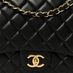 Lambskin Quilted Maxi Double Flap Black