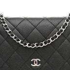 Caviar Quilted Wallet on Chain WOC Black