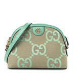 Monogram Jumbo GG Textured Dollar Calfskin Small Ophidia Dome Shoulder Bag Beige Pepperlight Mint