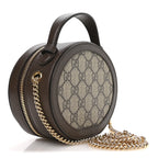GG Supreme Monogram Top Handle Web Mini Ophidia Round Shoulder Bag Brown