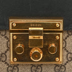 GG Supreme Monogram Calfskin Small Padlock Shoulder Bag Beige Black Cuir