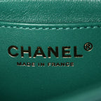 Iridescent Lambskin Quilted Mini Rectangular Flap Green