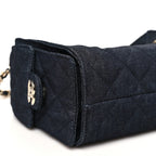 Denim Quilted Mini Chanel 25 Handbag Dark Blue