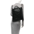 Shiny Calfskin Quilted Chanel 22 Backpack So Black