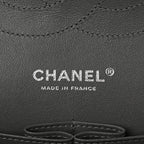 Caviar Quilted Jumbo Double Flap Grey