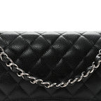 Caviar Quilted Medium Double Flap Black
