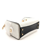Braided Raffia Calfskin Mini Chanel 25 Handbag White Black
