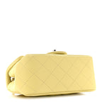 Lambskin Quilted Mini Square Flap Yellow