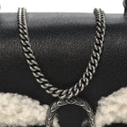 Sakai Be Green Calfskin Shearling Mini Dionysus Top Handle Bag Black