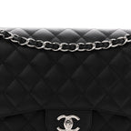 Caviar Quilted Jumbo Double Flap Black
