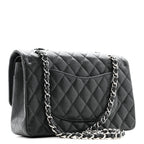 Caviar Quilted Medium Double Flap Black