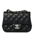 Lambskin Quilted Mini Square Flap Black