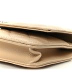 Caviar Quilted Wallet on Chain WOC Beige